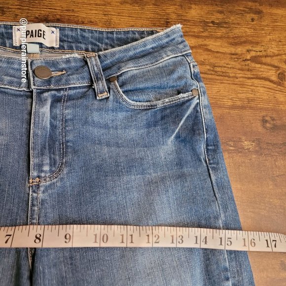 Paige Jeans 29 Verdugo Ankle Skinny Mid Rise Raw Hem Medium Light Wash Stretch - Picture 7 of 12